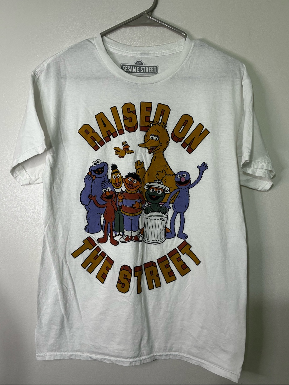 Sesame Street White Graphic Tee with Colorful Character Print
